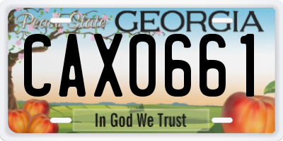 GA license plate CAX0661