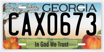 GA license plate CAX0673