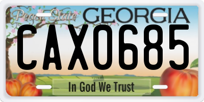 GA license plate CAX0685