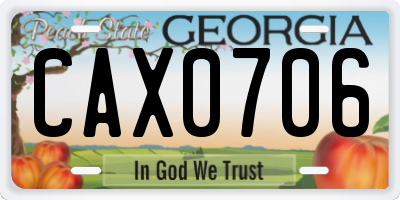 GA license plate CAX0706