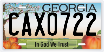 GA license plate CAX0722