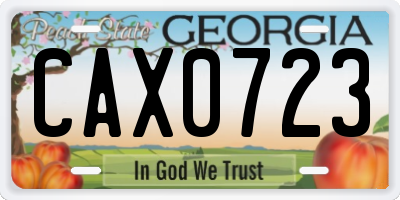 GA license plate CAX0723