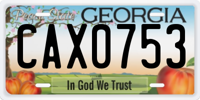GA license plate CAX0753