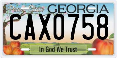 GA license plate CAX0758