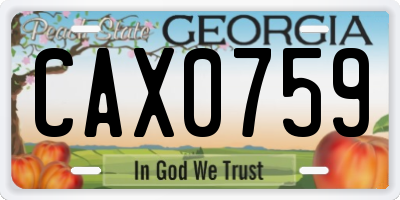 GA license plate CAX0759