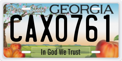 GA license plate CAX0761