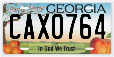 GA license plate CAX0764