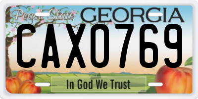 GA license plate CAX0769