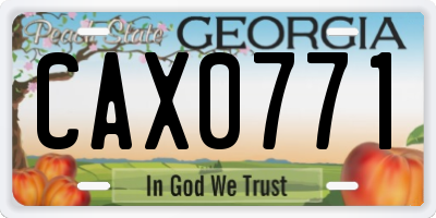 GA license plate CAX0771