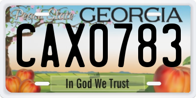 GA license plate CAX0783