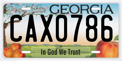 GA license plate CAX0786