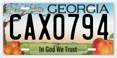 GA license plate CAX0794