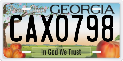 GA license plate CAX0798