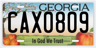 GA license plate CAX0809