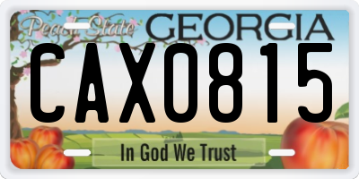 GA license plate CAX0815
