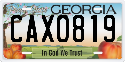 GA license plate CAX0819