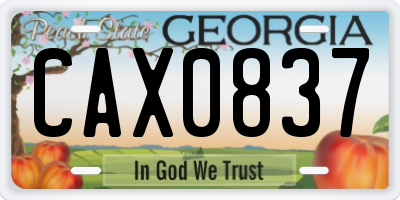 GA license plate CAX0837