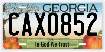 GA license plate CAX0852