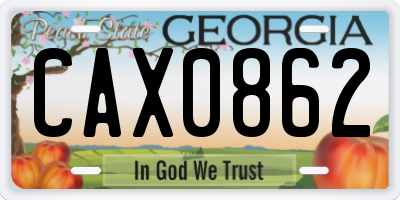 GA license plate CAX0862