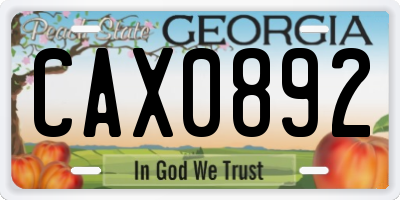 GA license plate CAX0892