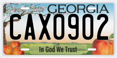 GA license plate CAX0902