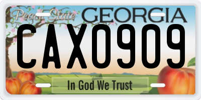 GA license plate CAX0909