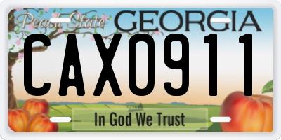GA license plate CAX0911