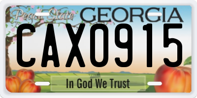 GA license plate CAX0915