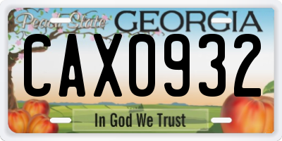 GA license plate CAX0932