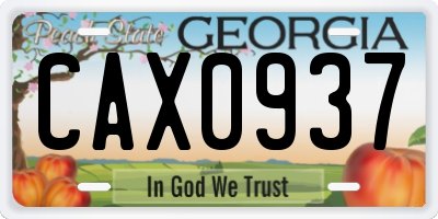 GA license plate CAX0937