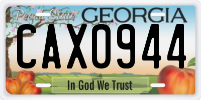 GA license plate CAX0944