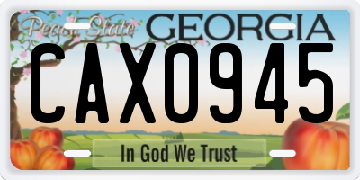 GA license plate CAX0945