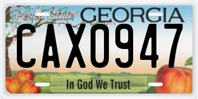 GA license plate CAX0947