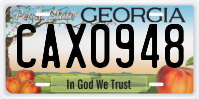 GA license plate CAX0948