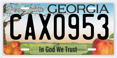 GA license plate CAX0953