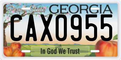 GA license plate CAX0955