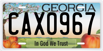 GA license plate CAX0967