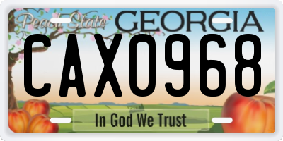 GA license plate CAX0968