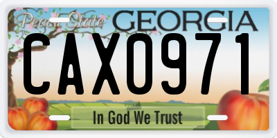 GA license plate CAX0971