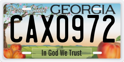 GA license plate CAX0972