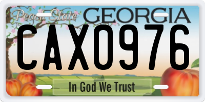 GA license plate CAX0976