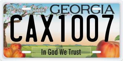 GA license plate CAX1007