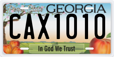 GA license plate CAX1010