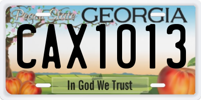 GA license plate CAX1013