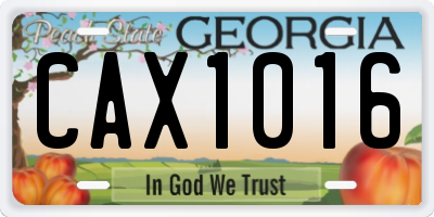 GA license plate CAX1016