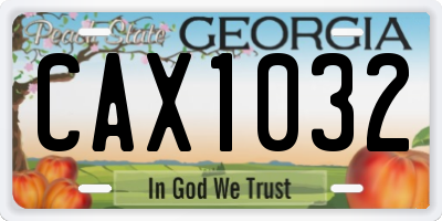 GA license plate CAX1032