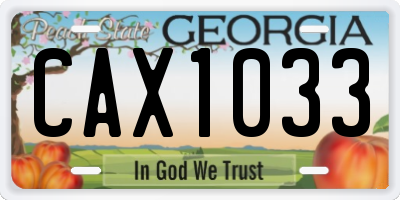 GA license plate CAX1033