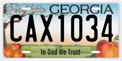 GA license plate CAX1034