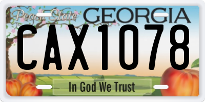 GA license plate CAX1078