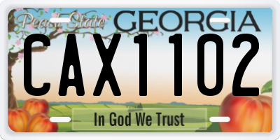 GA license plate CAX1102